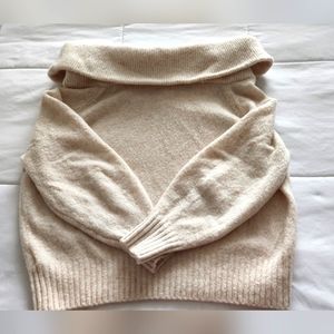 H & M Women Off the Shoulder Turtle Neck Sweater.  Cream . XS